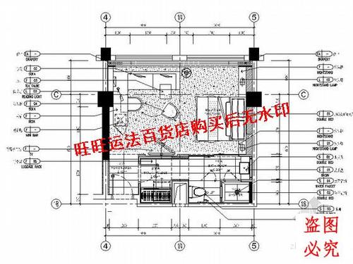 四星级温泉酒店大床房室内装修施工cad图纸室内设计装修dwg图